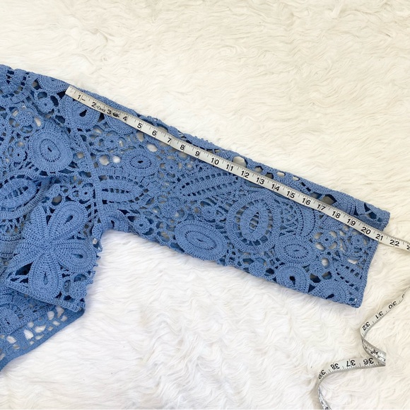 ZARA Blue Crochet Open-Front Cardigan - Picture 5 of 6